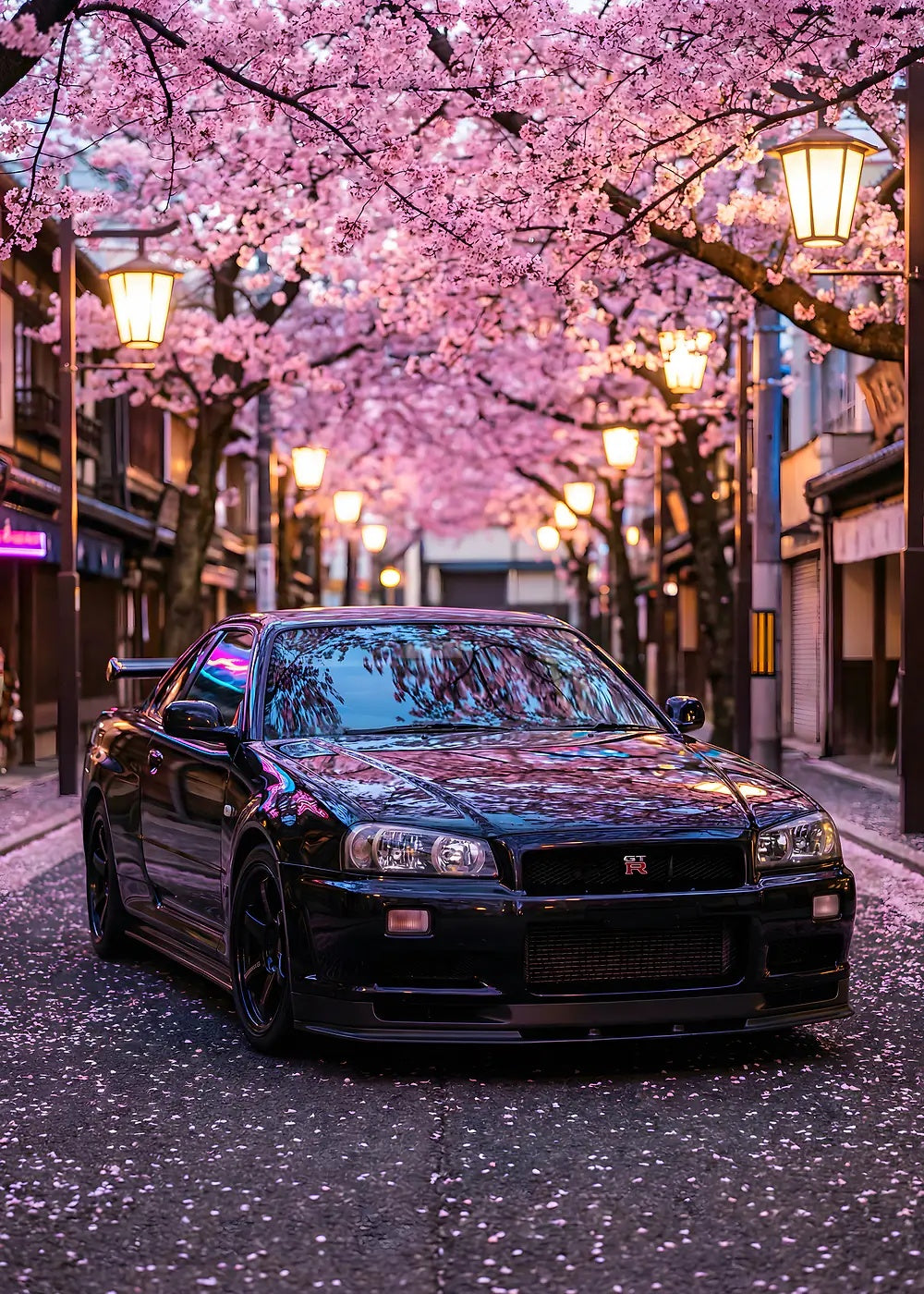 Nissan GT-R R34 Blossoms metal poster artwork
